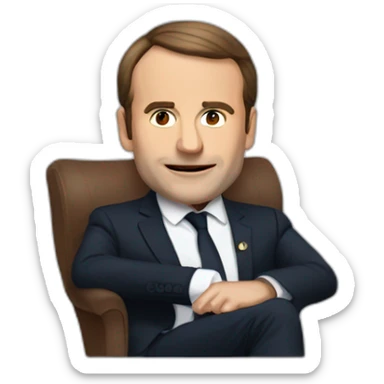 Macron qui boit sur un canapé sticker