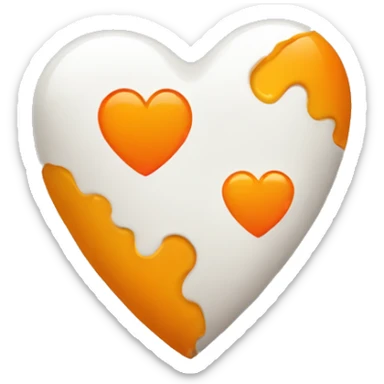 Half orange half white heart sticker