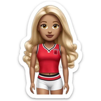 blond barbie in red chicago bulls outfit sticker