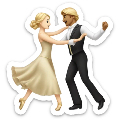 Blond hair man and brown hair woman dancing waltz sticker