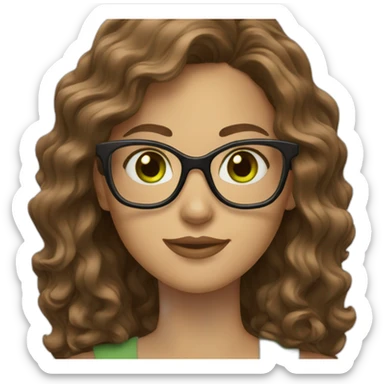 woman-with-wavy-brown-hair-square-glasses-green-eyes sticker