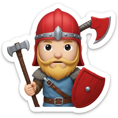 Viking avec une hache et un casque rouge et où on voit pas ses yeux peluche  sticker