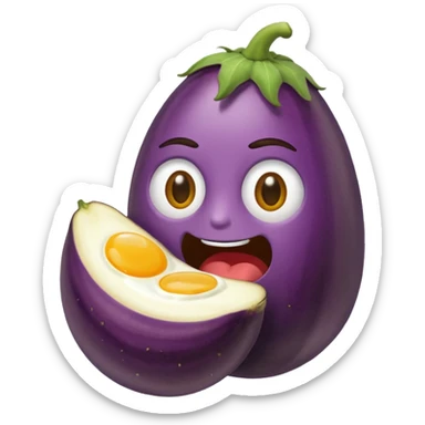 Somone eating a egg plant sticker
