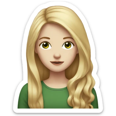 long dark red and blonde hair girl, pale skin, green eyes, sticker