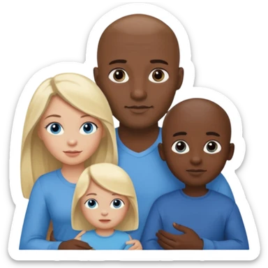 Eigene Familienbild mit 3 Personen; Frau mit dunklen Augen und dunkle lange Haare; Vater mit Vollglatze und Blaue Auge und ohne Brille;  kleinkind mit blonden Haaren und dunklen Augen und ohne Brille sticker