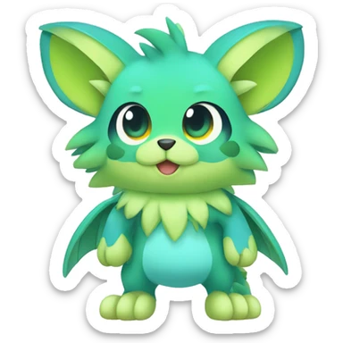Cute cool green blue animal hybrid Fakemon full body sticker