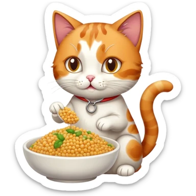 Cat eating Tunisian couscous  sticker