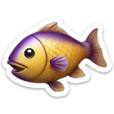 A fish that is a nut and an eggplant sticker