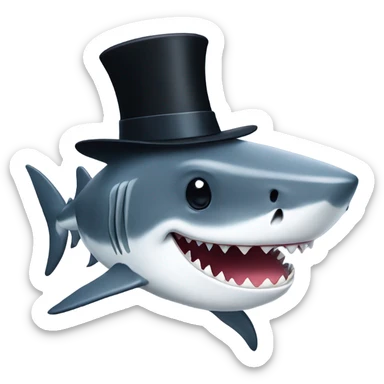 Shark with a top hat sticker