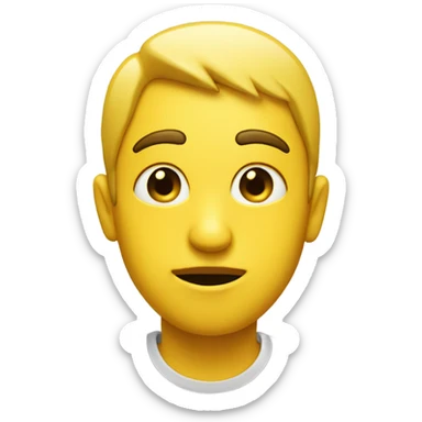 yellow straight face with side eye black dot on its cheek with black faded into white hair and think lips sticker