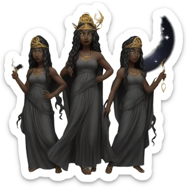 Hekate goddess of the night and magic- triple goddess black sticker