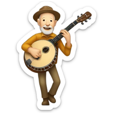 pete seeger playing a banjo sticker