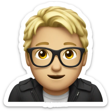 big blond boy with black glasses and a ponytaî sticker