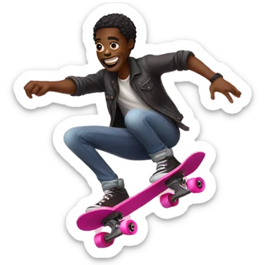 Blak dude riding a pink skateboard sticker