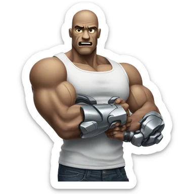 Cyborg arm and bicep with flexing shock sticker