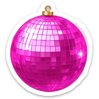 pink disco ball with a bow sticker