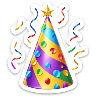 colorful party hat with confetti and streamers sticker