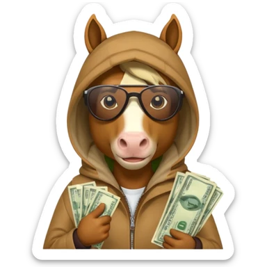Horse Hood gangster with money sticker