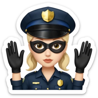 thief with police hat, thief mask, thief black dress. sticker