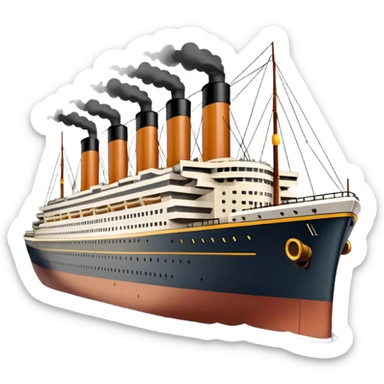 Illustrate the Titanic in daylight, showing its massive decks, smokestacks & grandeur. sticker