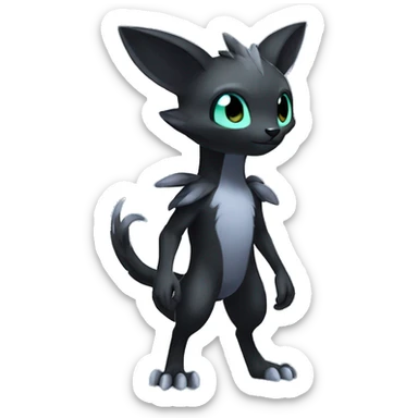 Cute cool shiny fantasy dark-shadow-themed animal hybrid Fakemon full body sticker
