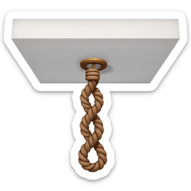 rope tied to the ceiling in a white room sticker