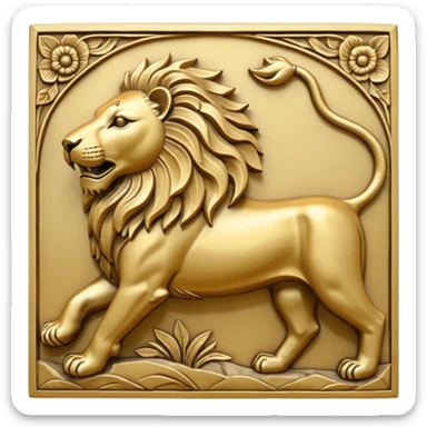 An emoji of a majestic lion from ancient Assyrian art, shown in a hunting scene. sticker
