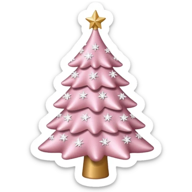 A light pink Christmas tree with white shimmering small stars all over it sticker