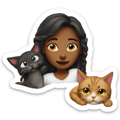 girl with cat in the bed sticker
