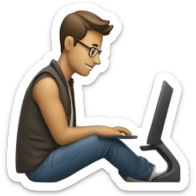 homme qui travaille sur un ordinateur  sticker