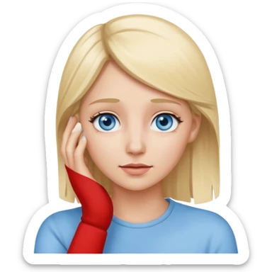 i blonde with looking like she cant hear you with her hand sticker