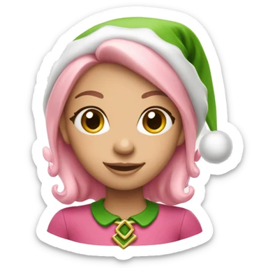  Girl Christmas elf pink sticker
