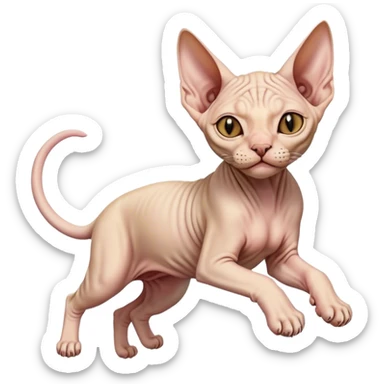 Sphynx cat jumping sticker