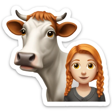 Ginger girl with a cow  sticker