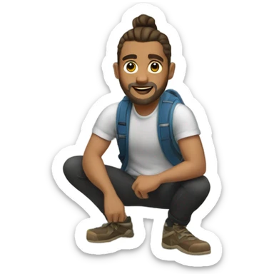 guy with man bun climbing rocks  sticker