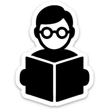 an intellectual person with glasses reading a book sticker