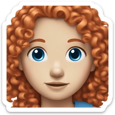 Girl with curly, bright red hair and pale skin and blue eyes sticker