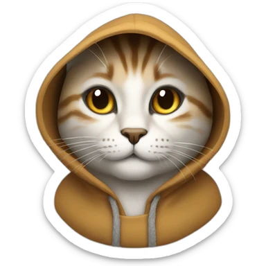 un chat avec une capuche sticker