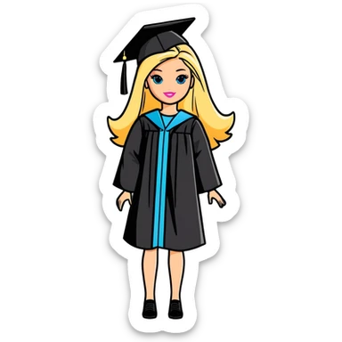 graduated barbie with blonde hair sticker