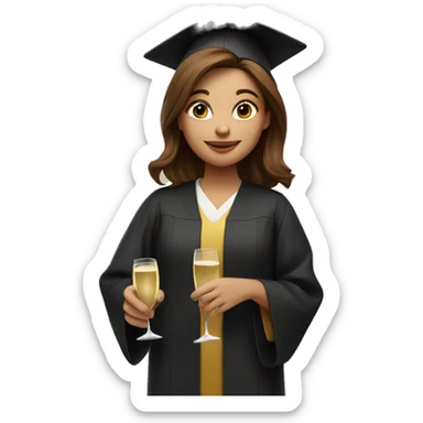 girl university graduate, with brown hair, champagne in her hands sticker