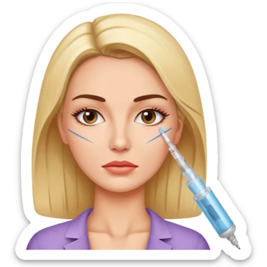 Woman taking a botox only one injection in the face sticker