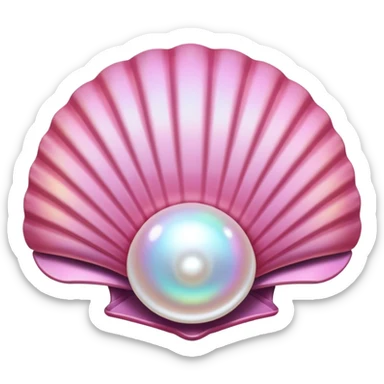 Pretty Pink shell with pearl inside the open hinged shell sticker