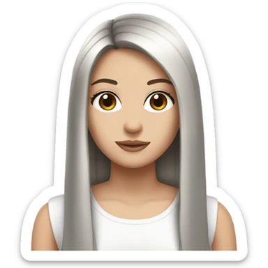 White girl with black silky and straight hair, brown eyes  sticker