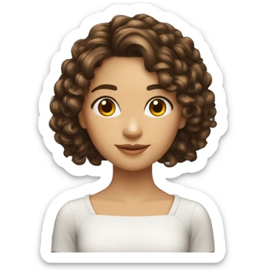 ado fille cheuveux long bouclé brune sticker