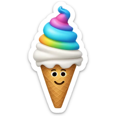 Ice cream cone with a hat on sticker