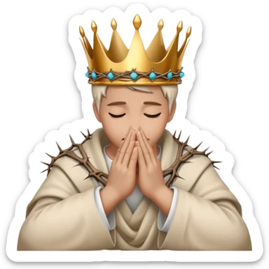 Praying hands with crown of thorns wrapped around sticker