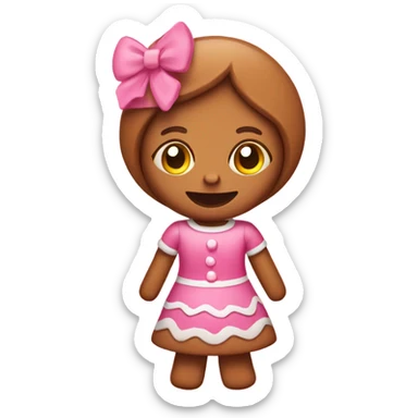 Gingerbread girl with pink dress sticker