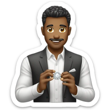 hombre blanco mostrando un anillo de diamantes sticker