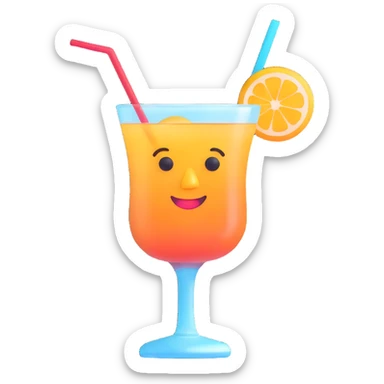 Manhattan cocktail in a short glass with ice, 3d emoji style, soft shading, rounded shapes sticker