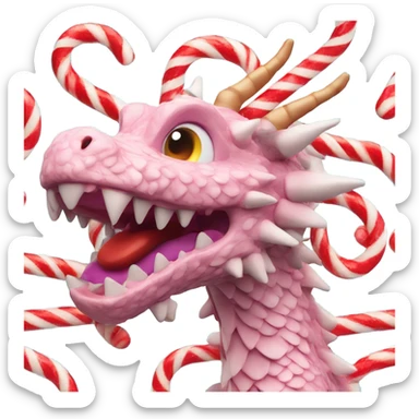 3d dragon covered in candy canes sticker